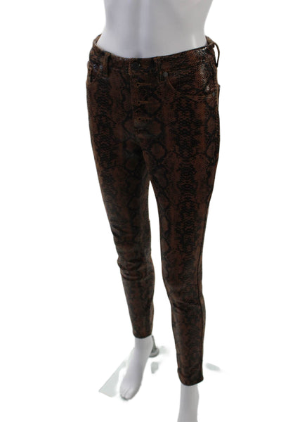 Blank NYC Womens Animal Print Five Pocket Mid-Rise Pants Brown Size 27