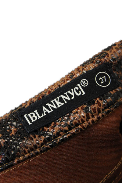 Blank NYC Womens Animal Print Five Pocket Mid-Rise Pants Brown Size 27