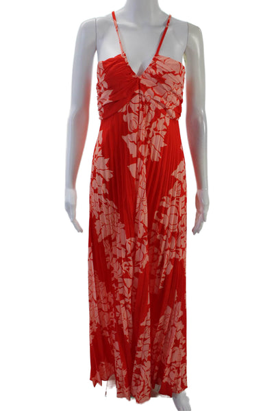 Commense Womens Floral Print A Line Sun Dress Orange Size Extra Small