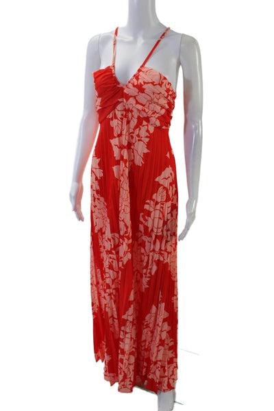 Commense Womens Floral Print A Line Sun Dress Orange Size Extra Small