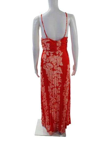 Commense Womens Floral Print A Line Sun Dress Orange Size Extra Small
