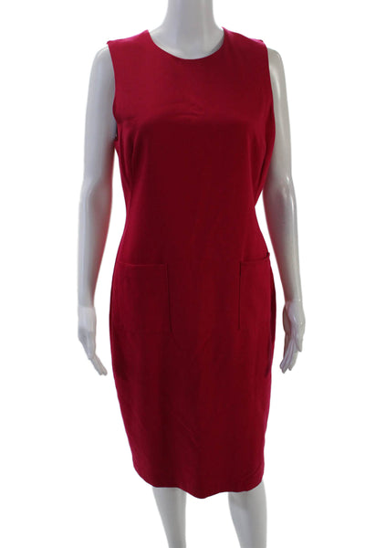Black Halo Womens Sleeveless Mid Calf Sheath Dress Raspberry Pink Size 12