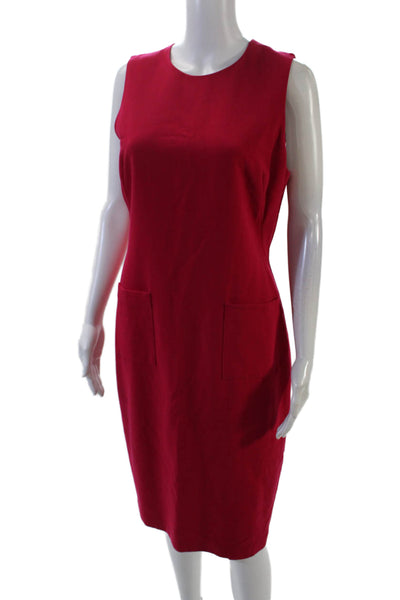 Black Halo Womens Sleeveless Mid Calf Sheath Dress Raspberry Pink Size 12