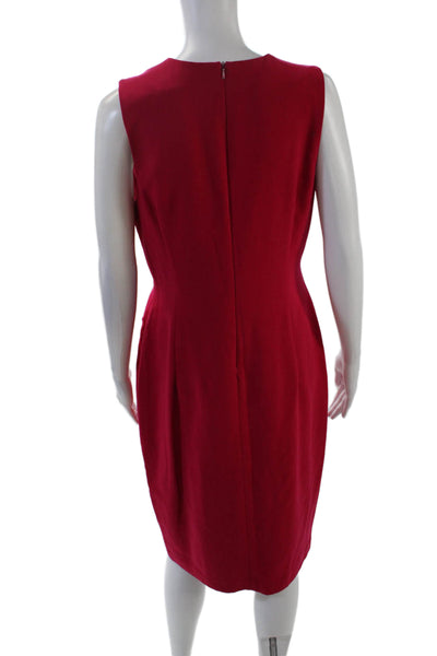 Black Halo Womens Sleeveless Mid Calf Sheath Dress Raspberry Pink Size 12