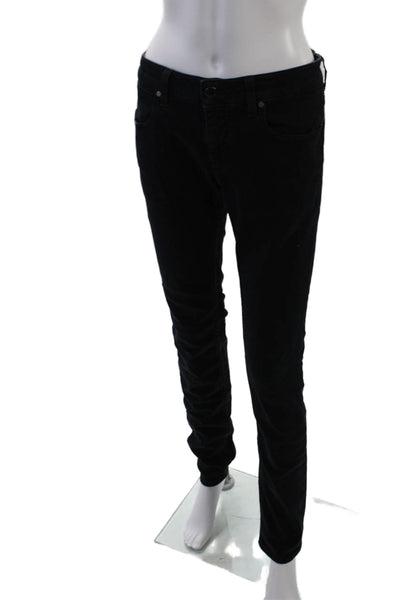 Stella McCartney Womens Mid Rise Skinny Leg Jeans Black Cotton Size 30