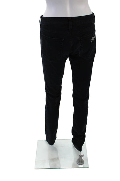 Stella McCartney Womens Mid Rise Skinny Leg Jeans Black Cotton Size 30