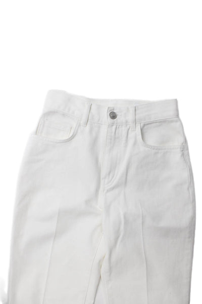 G. Womens Cotton High-Waisted Zippered Bootcut Denim Jeans White Size 24