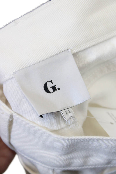 G. Womens Cotton High-Waisted Zippered Bootcut Denim Jeans White Size 24