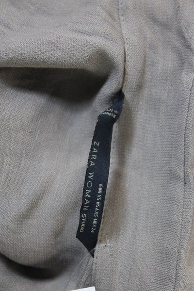 Zara Woman Womens Collared Zip Up Cinched Waist Wide Leg Jumpsuit Gray Size XS