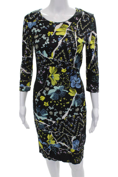 Erdem Womens Floral Print Mid Calf Body Con Dress Multi Colored Size Small