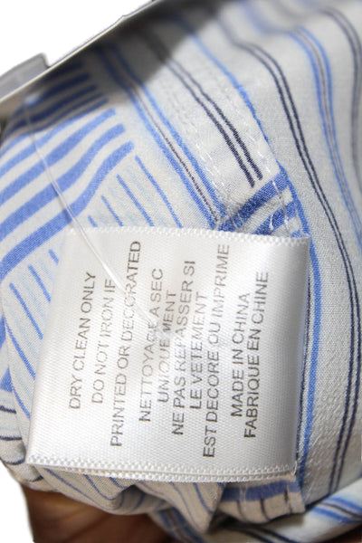 Equipment Femme Womens Silk Striped Button Down Blouse White Blue Size Extra Sma