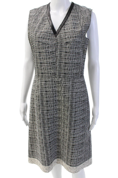Derek Lam Womens V-Neck Sleeveless Embroidered Detail Zipped Dress Black Size 6