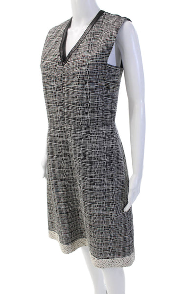 Derek Lam Womens V-Neck Sleeveless Embroidered Detail Zipped Dress Black Size 6