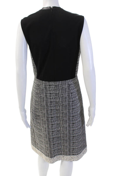 Derek Lam Womens V-Neck Sleeveless Embroidered Detail Zipped Dress Black Size 6