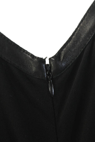 Derek Lam Womens V-Neck Sleeveless Embroidered Detail Zipped Dress Black Size 6