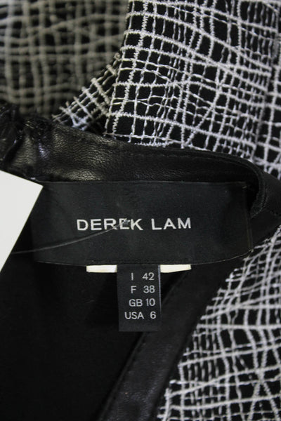 Derek Lam Womens V-Neck Sleeveless Embroidered Detail Zipped Dress Black Size 6