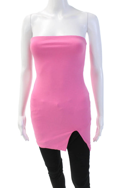 Superdown Womens Textured Sleeveless Slit Mini Tunic Top Pink Size XS
