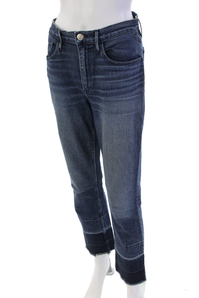 3x1 NYC Womens Cotton Slim Fit Skinny Fray Hem Zip Fly Jeans Blue Size 28