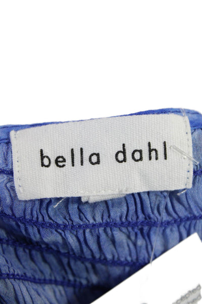 Bella Dahl Womens Tie-Dye Drawstring Hem V-Neck Blouse Top Blue Size M