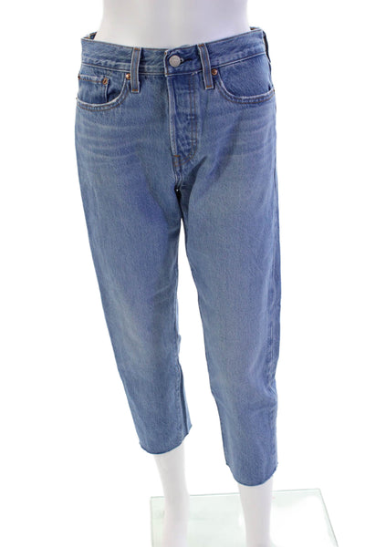 Levis Womens High Rise Button Up Slim Leg Wedgie Jeans Blue Cotton Size 27