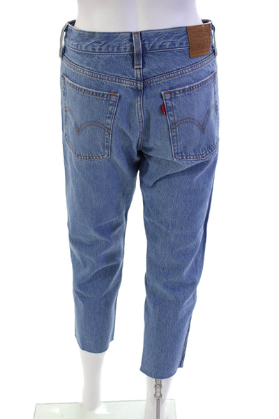 Levis Womens High Rise Button Up Slim Leg Wedgie Jeans Blue Cotton Size 27