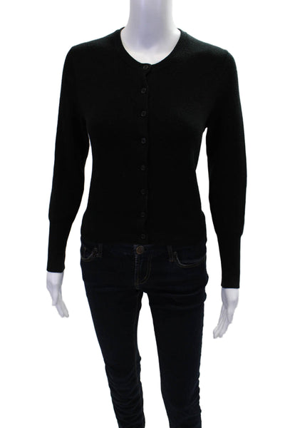 J Crew Womens Cotton Long Sleeve Button Up Casual Knit Top Black Size S