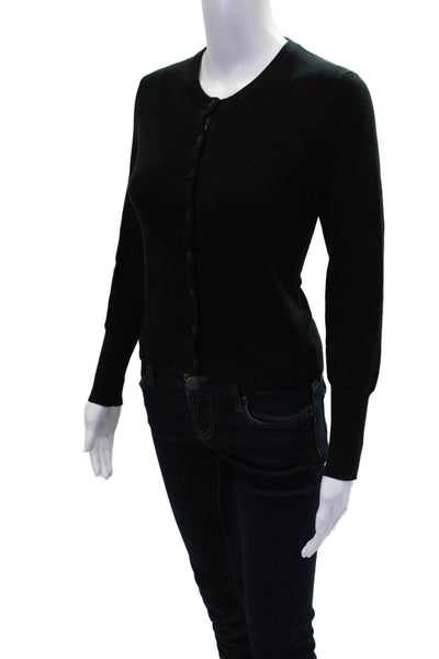 J Crew Womens Cotton Long Sleeve Button Up Casual Knit Top Black Size S