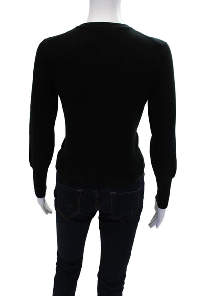 J Crew Womens Cotton Long Sleeve Button Up Casual Knit Top Black Size S