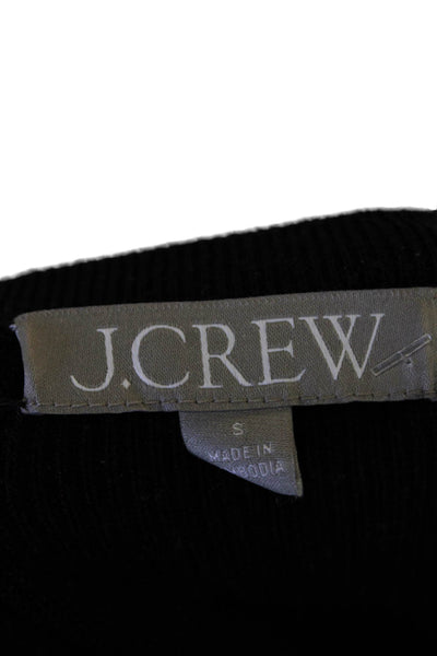 J Crew Womens Cotton Long Sleeve Button Up Casual Knit Top Black Size S
