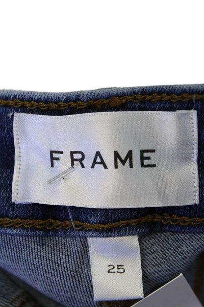 Frame Womens Cotton Zip Button Straight Leg Denim Jeans Blue Size EUR 25