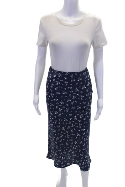 Ciao Lucia! Womens Textured Floral Printed Slit Mid Length Skirt Blue Size XS