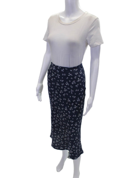 Ciao Lucia! Womens Textured Floral Printed Slit Mid Length Skirt Blue Size XS