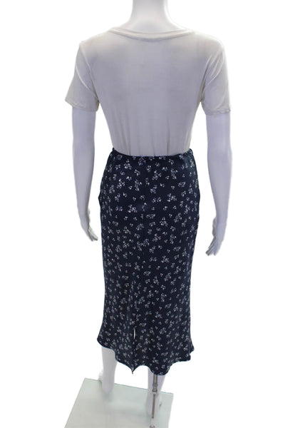 Ciao Lucia! Womens Textured Floral Printed Slit Mid Length Skirt Blue Size XS