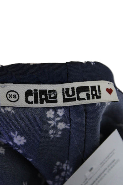 Ciao Lucia! Womens Textured Floral Printed Slit Mid Length Skirt Blue Size XS