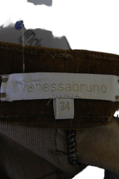 Vanessa Bruno Womens Textured Zip Button Lined Corduroy Shorts Brown Size EUR 34