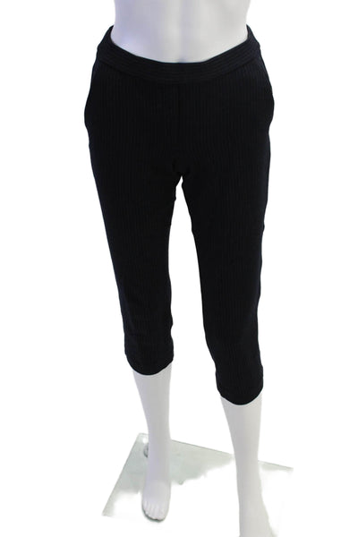 Theory Womens Textured Tapered Leg Striped Dress Slim Pants Navy Size 0