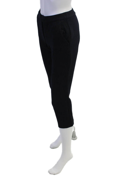 Theory Womens Textured Tapered Leg Striped Dress Slim Pants Navy Size 0