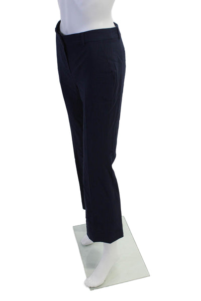 Brooks Brothers Womens Textured Zip Striped Straight Leg Pants Navy Size 0