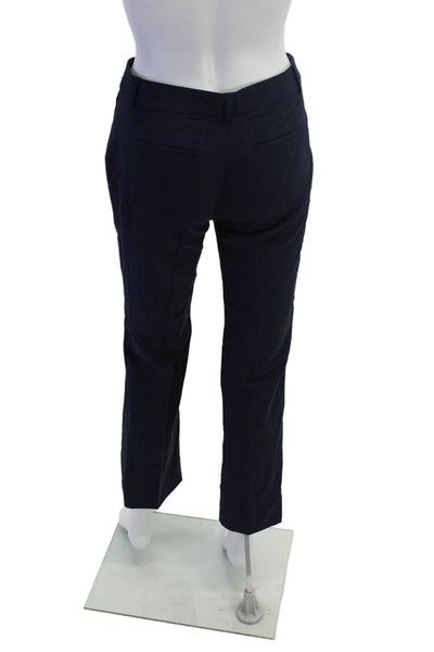 Brooks Brothers Womens Textured Zip Striped Straight Leg Pants Navy Size 0