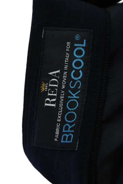 Brooks Brothers Womens Textured Zip Striped Straight Leg Pants Navy Size 0