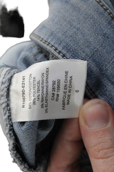 Renuar Women's Light Wash Straight Leg Five Pocket Embellish Denim Pants Size 6
