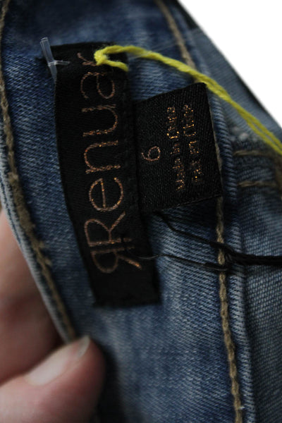 Renuar Women's Light Wash Straight Leg Five Pocket Embellish Denim Pants Size 6
