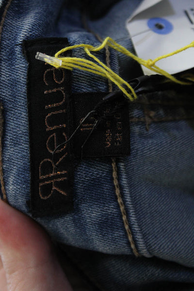 Renuar Women's High Waist Light Wash Straight Leg Embellish Denim Pants Size 10