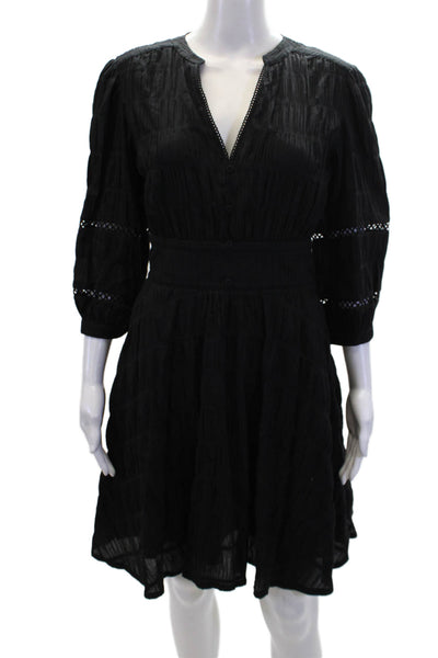 Purotatto Women's Round Neck 3/4 Sleeves Flare Mini Dress Size 40