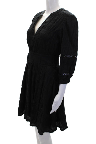 Purotatto Women's Round Neck 3/4 Sleeves Flare Mini Dress Size 40