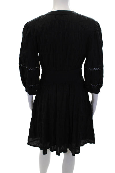 Purotatto Women's Round Neck 3/4 Sleeves Flare Mini Dress Size 40