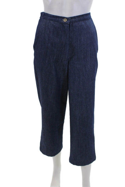 Ciao Lucia! Womens Cotton Zip Button Wide Leg Crop Pants Blue Size XS