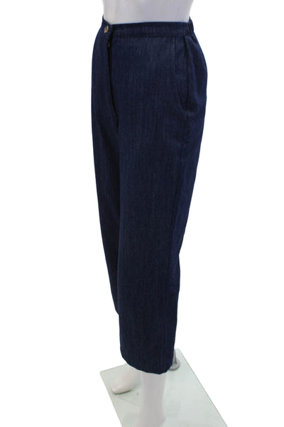 Ciao Lucia! Womens Cotton Zip Button Wide Leg Crop Pants Blue Size XS