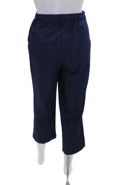 Ciao Lucia! Womens Cotton Zip Button Wide Leg Crop Pants Blue Size XS
