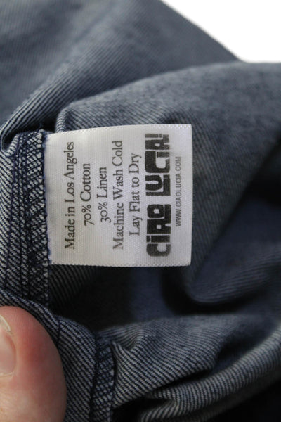 Ciao Lucia! Womens Cotton Zip Button Wide Leg Crop Pants Blue Size XS